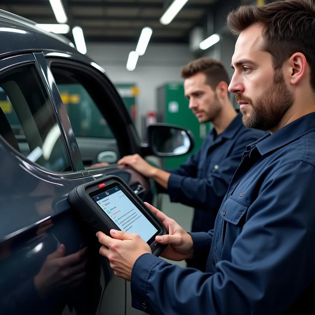 Mechanic Using a Professional Scanner