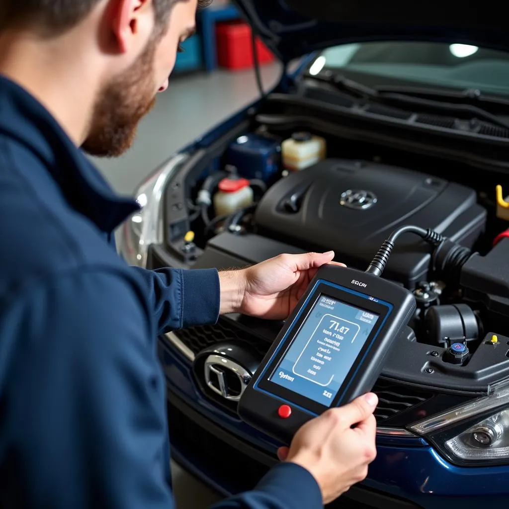 Mechanic Using a Scan Tool