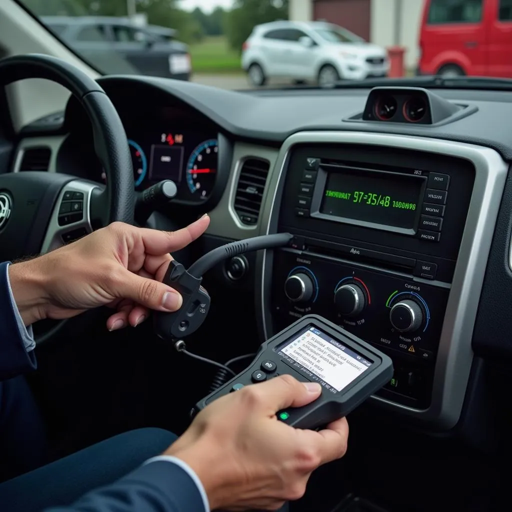 Mechanic Diagnosing Airbag Control Module