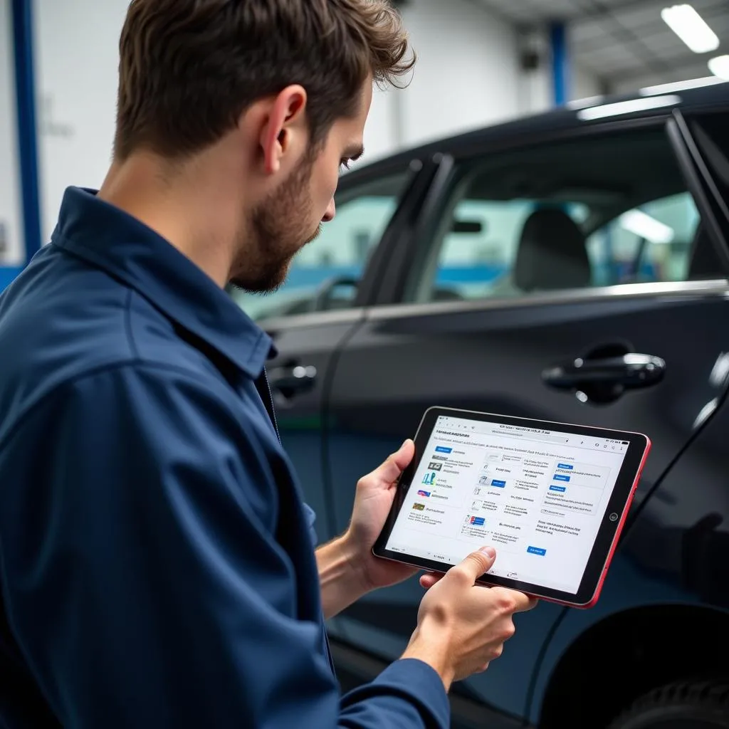 Mechanic Using Car Repair Software