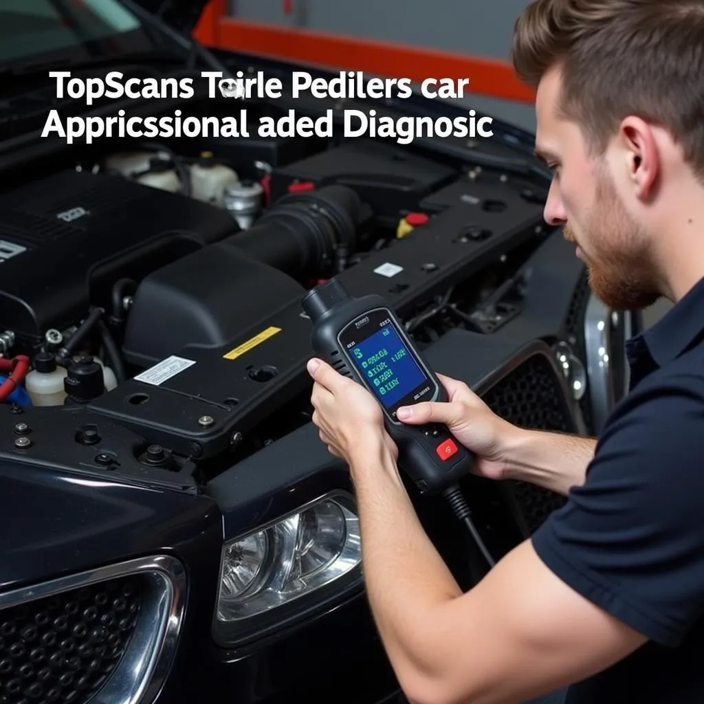 Mechanic Utilizing TopScan OBD2 Scanner to Diagnose a Car Problem