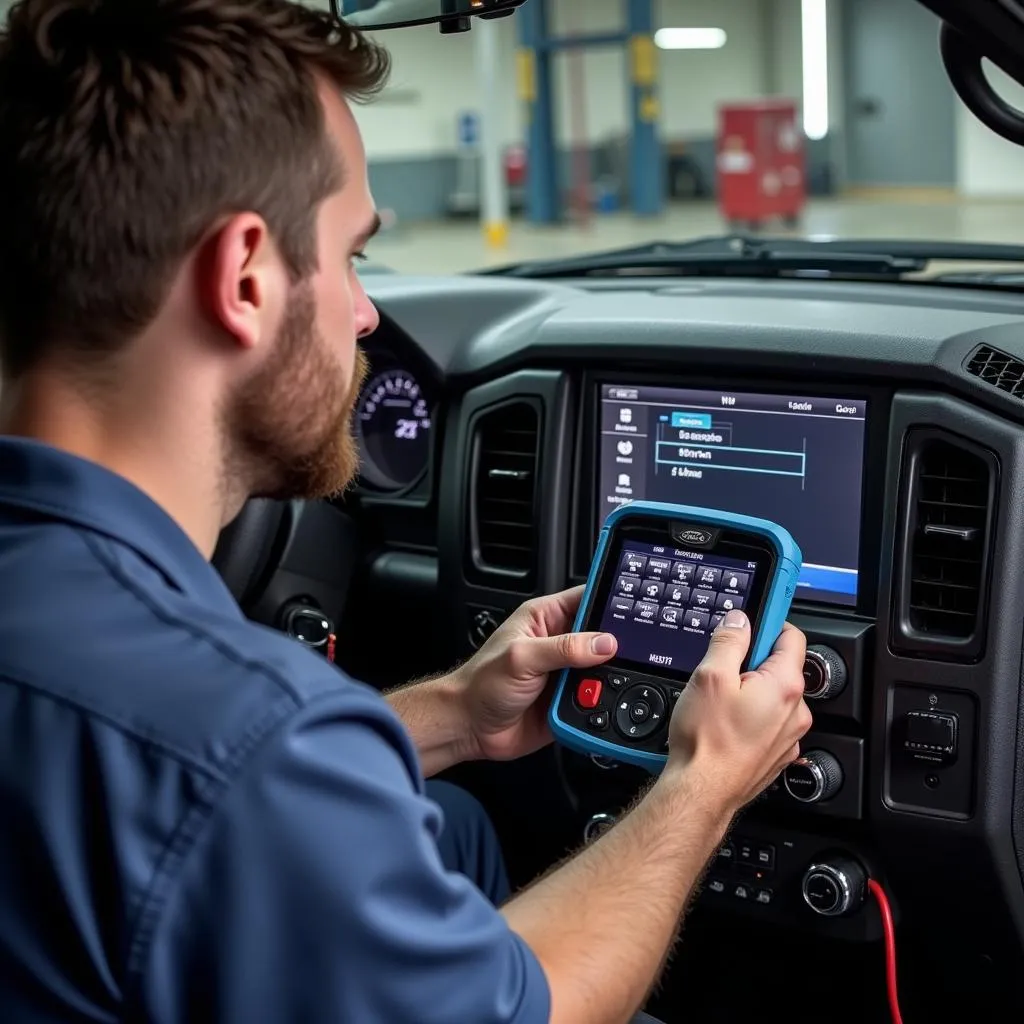 Mechanic Using VCM II for Repair