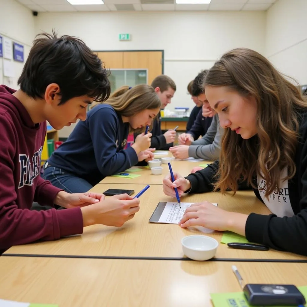 Students engaged in hands-on training in a workshop setting