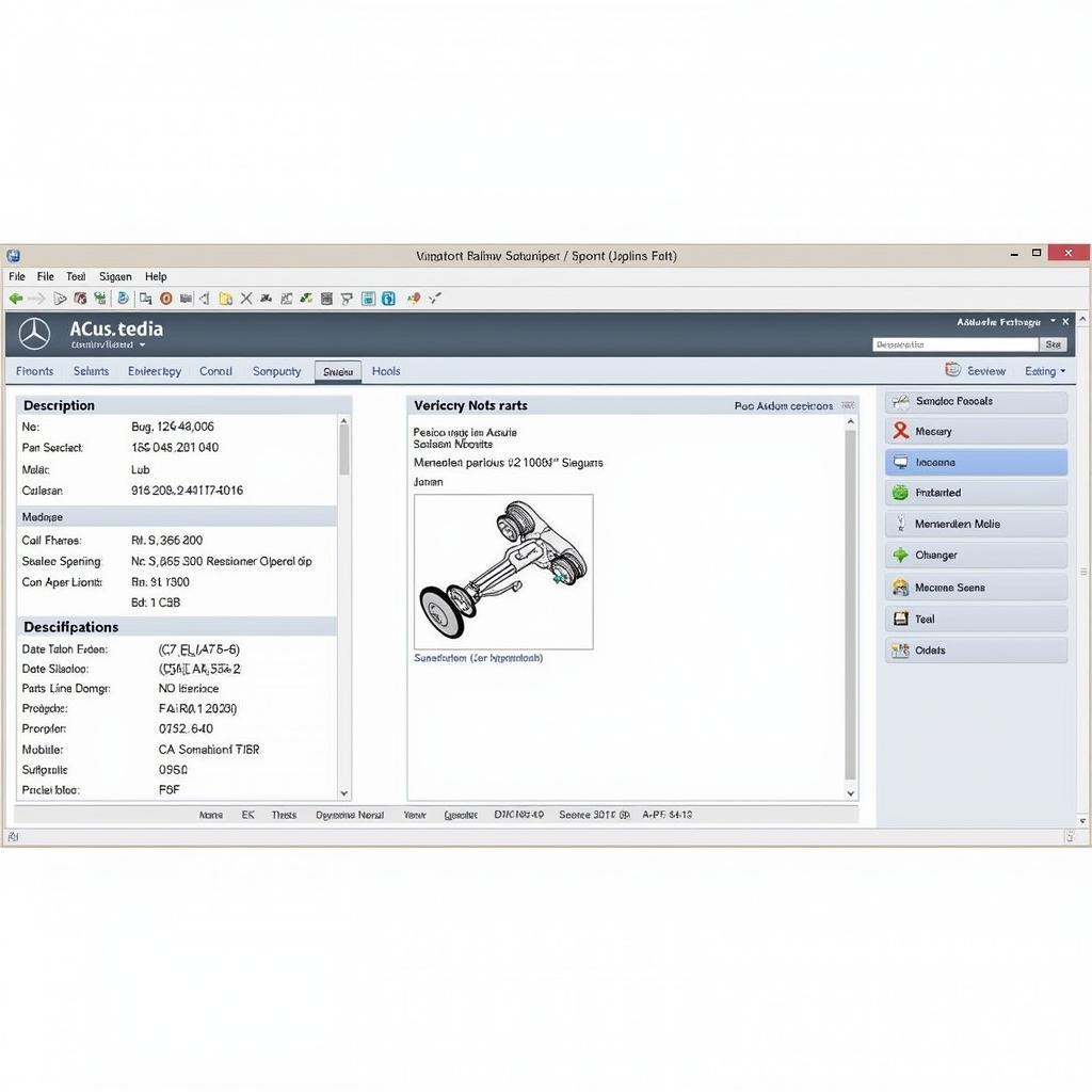 Mercedes EPC database interface showing part information