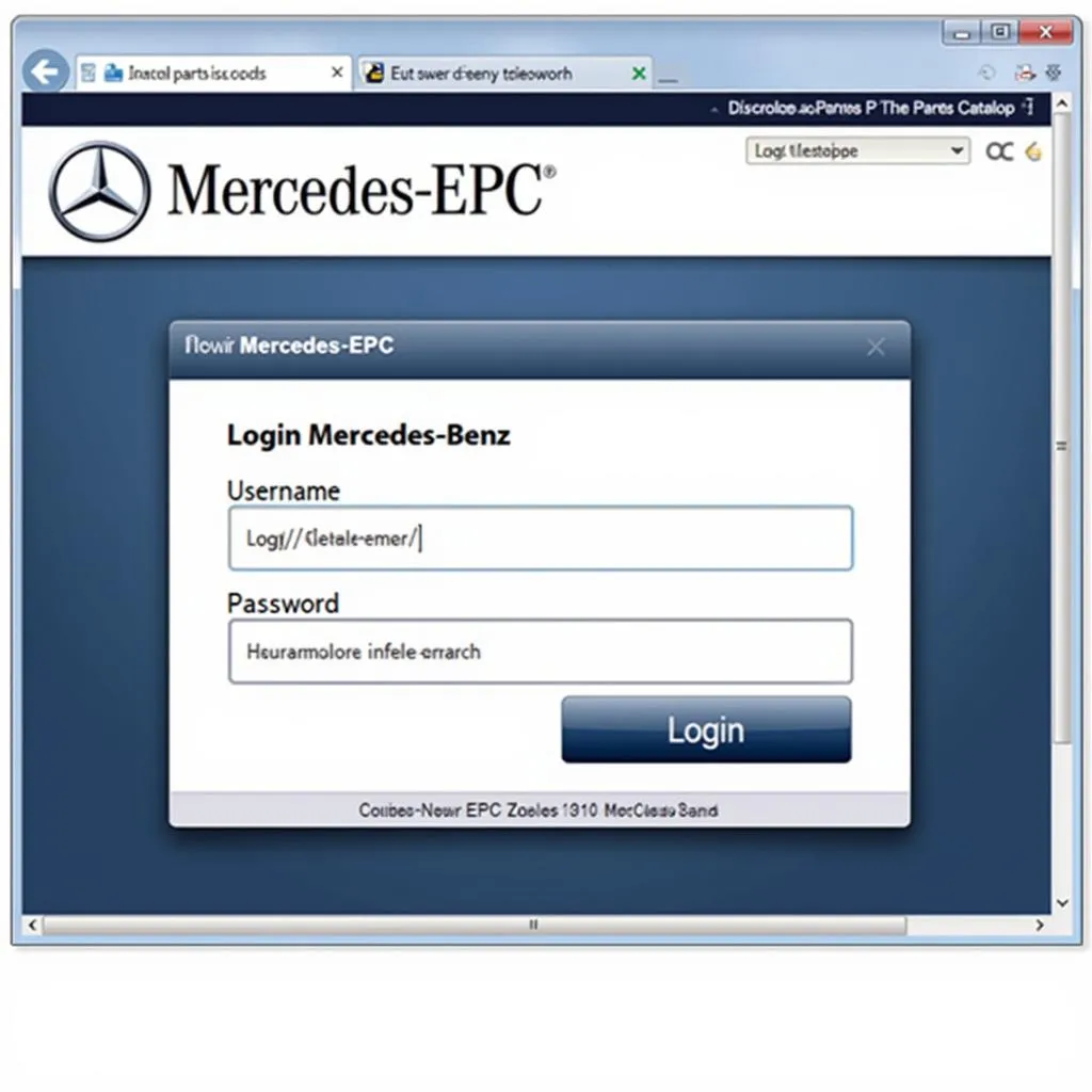 Mercedes EPC Login Screen