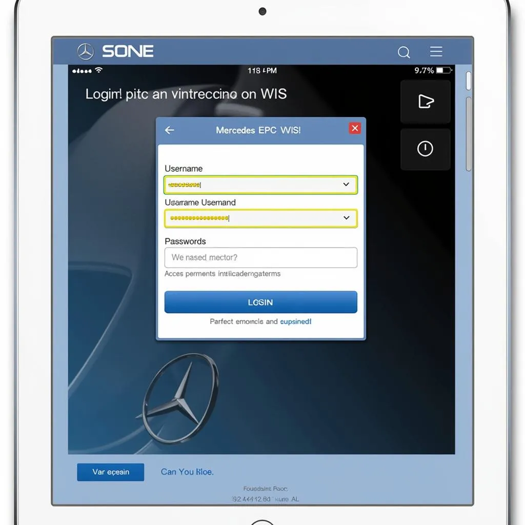 Mercedes EPC WIS Login Screen