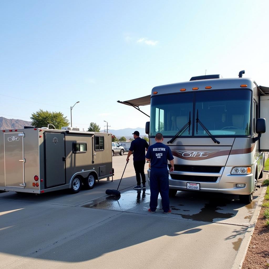 Mobile RV Wash Service Cleaning an RV