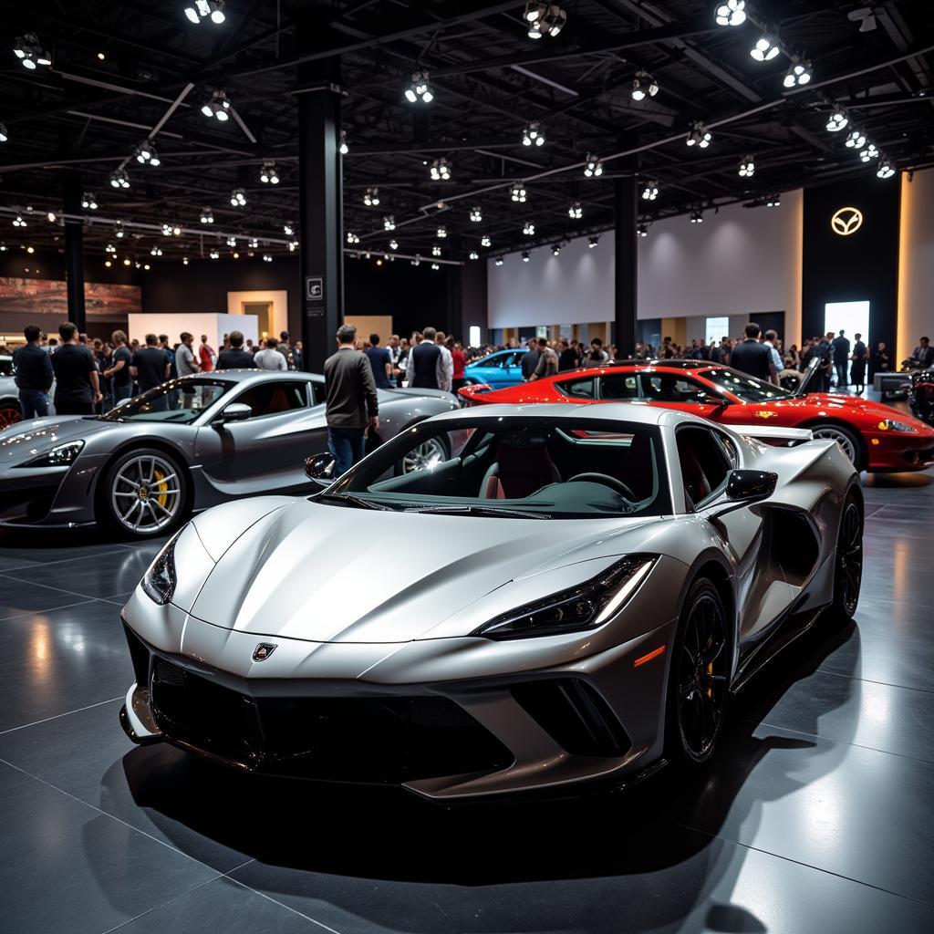 Modern Sports Car Exhibition at Indoor Venue