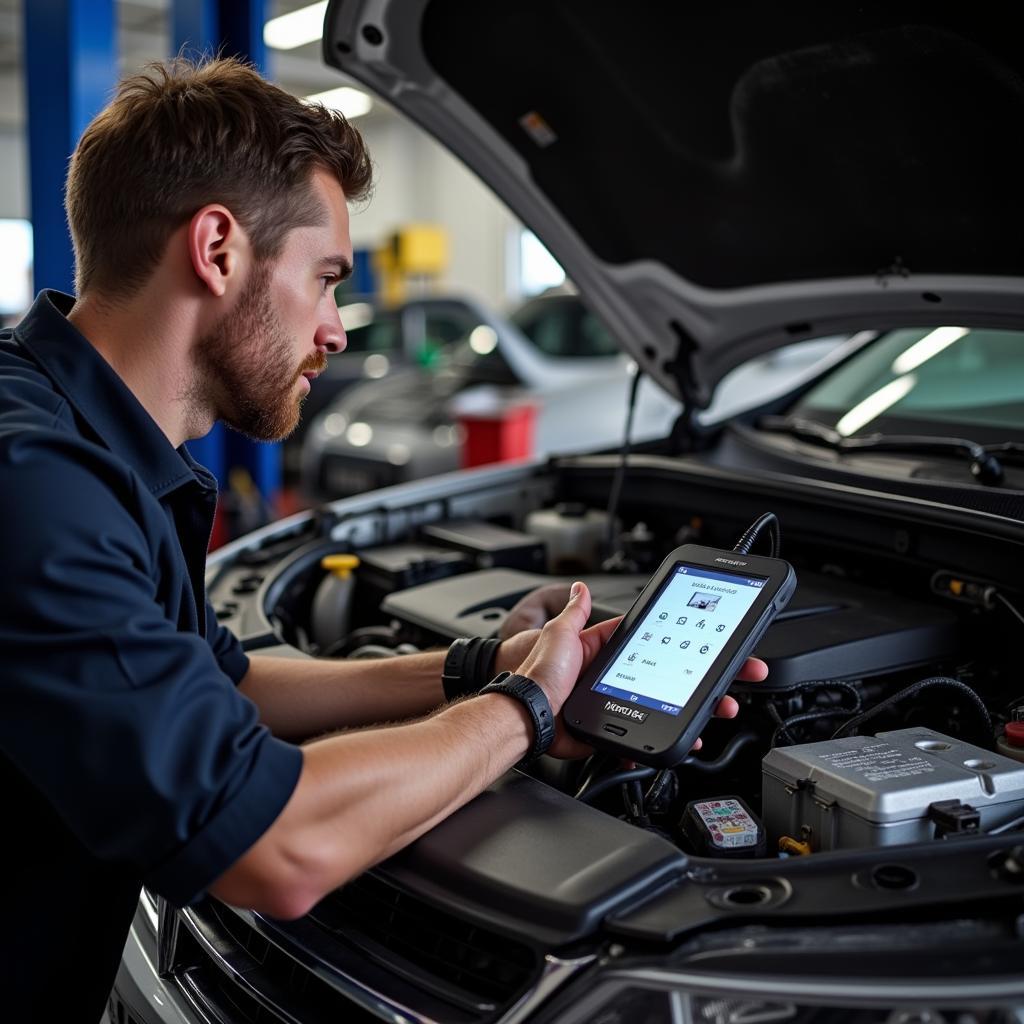 Mechanic Using Modis Edge Scan Tool