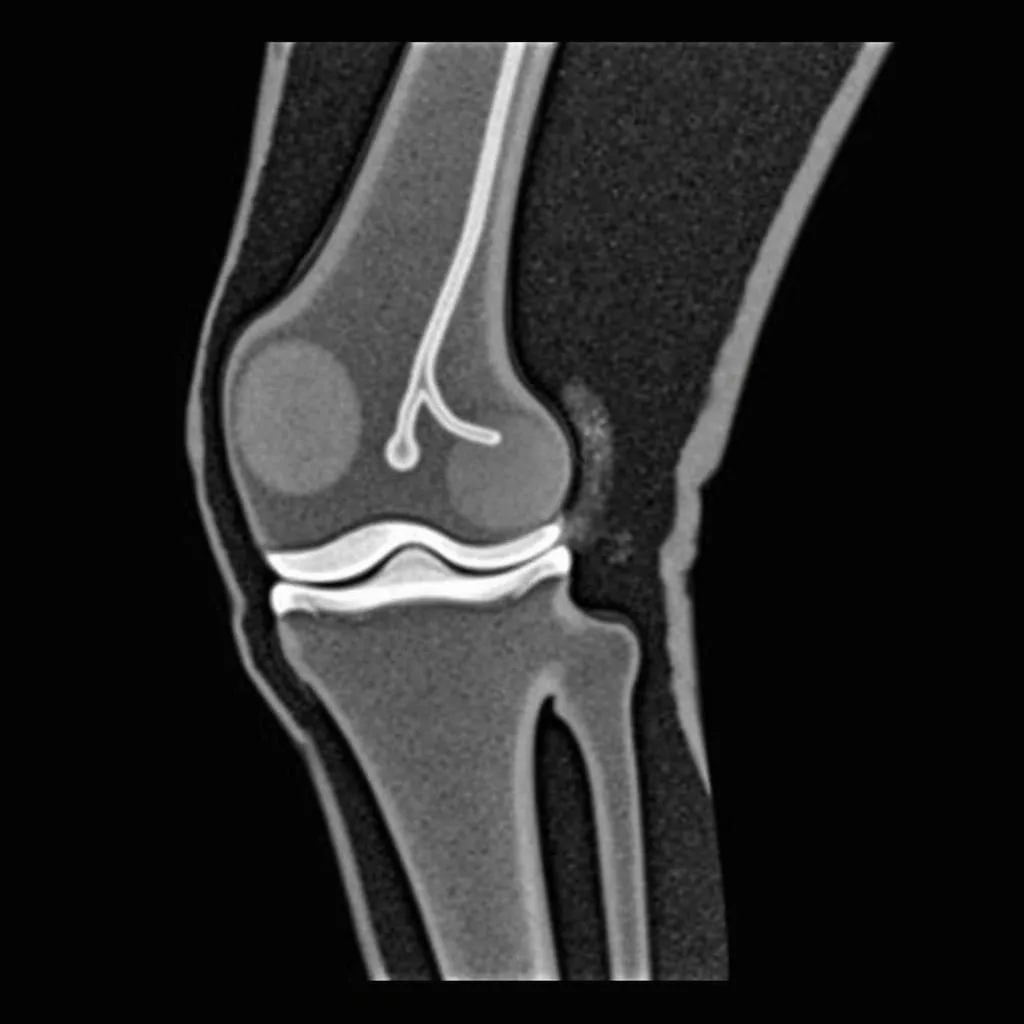 MRI scan showing knee injury