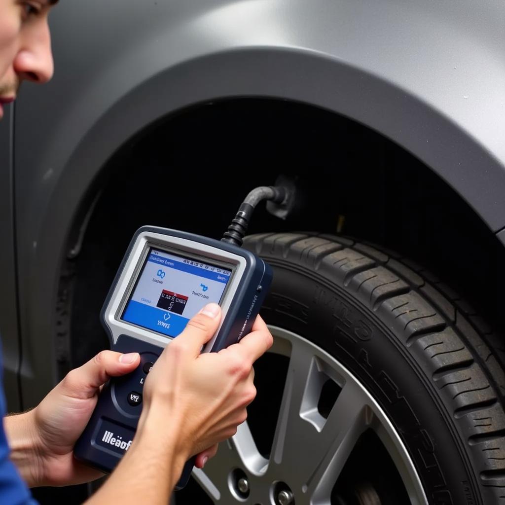 Napa TPMS Scan Tool in Use