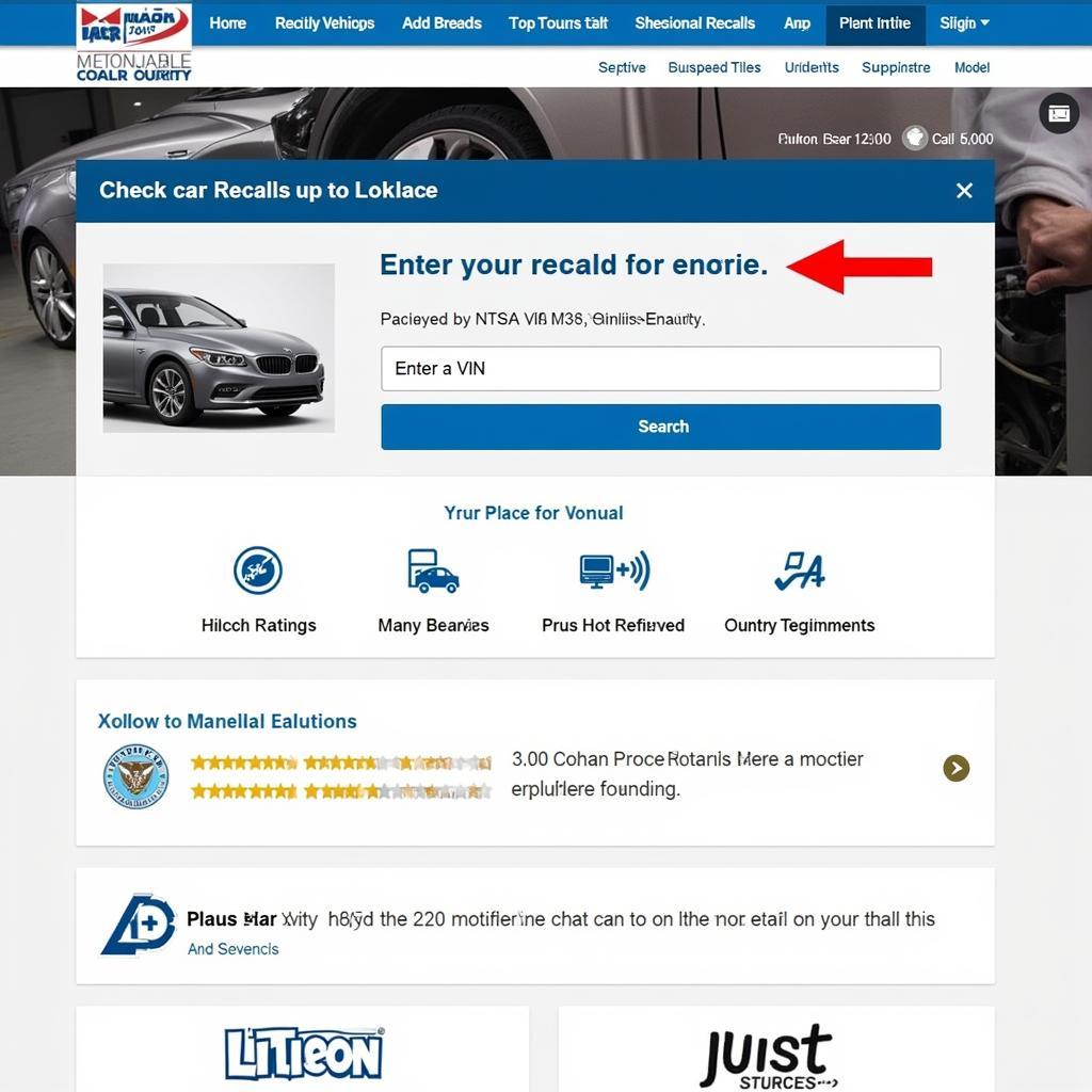 NHTSA Car Recall Lookup Website Screenshot