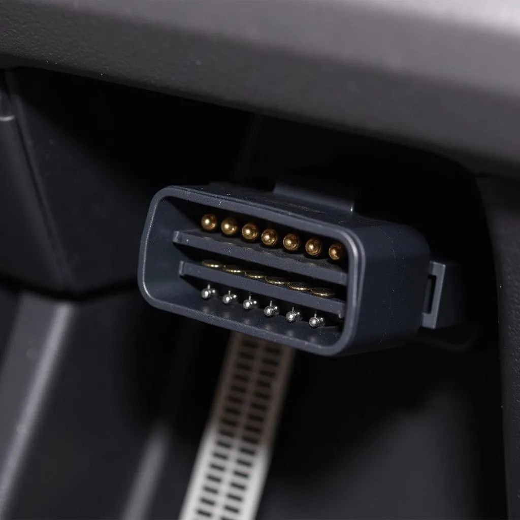 OBD connector under car dashboard