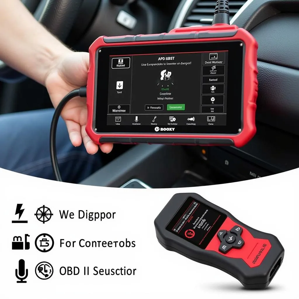 OBD II scan tool connected to a car's OBD port