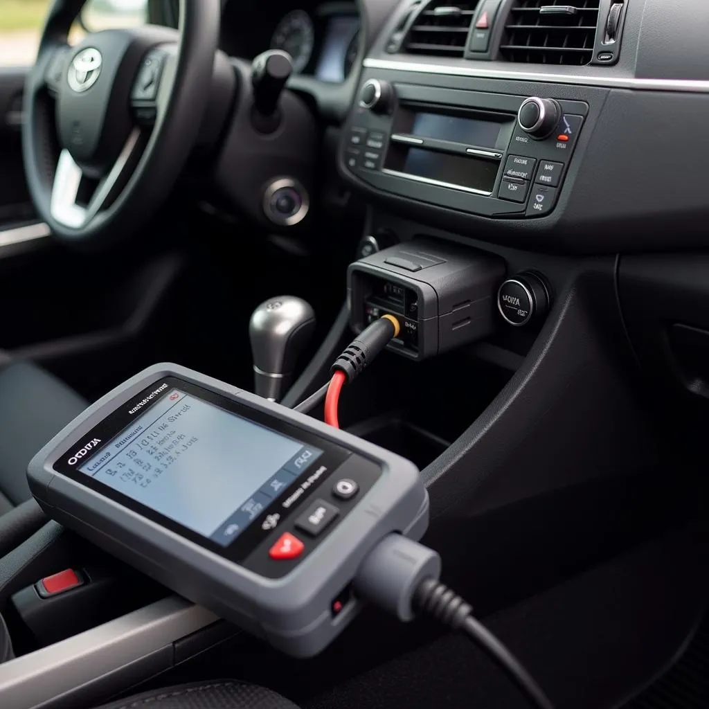 OBD-II Scanner Connected to Toyota Car