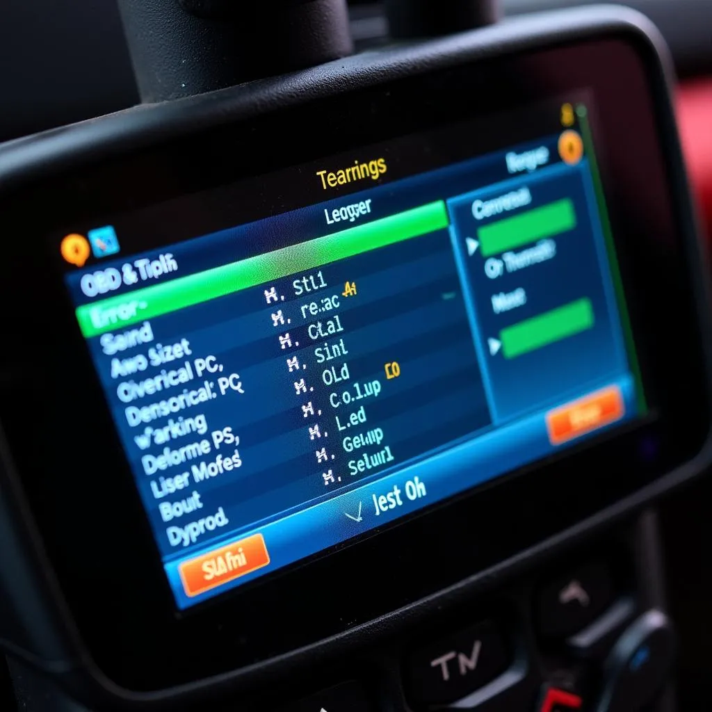 OBD reader screen displaying diagnostic data