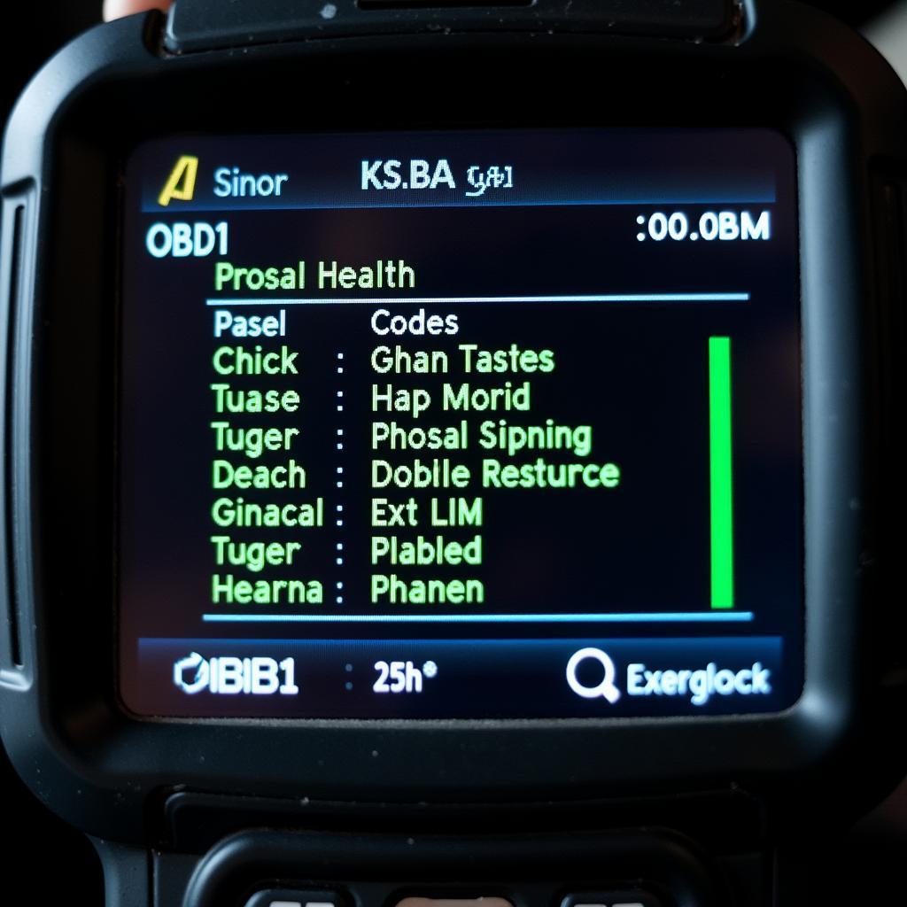 An OBD1 scan tool displaying diagnostic codes on a screen