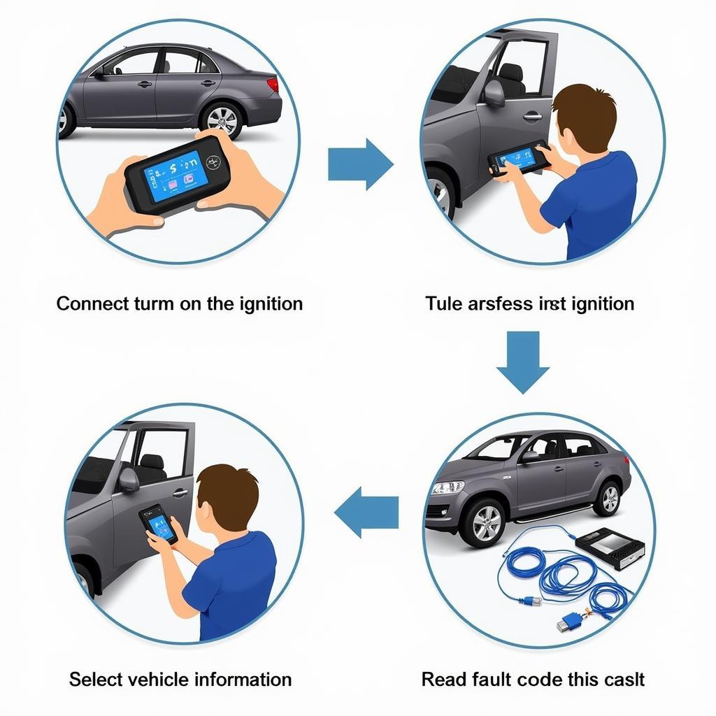 Mechanic using an OBD1 scan tool to diagnose a vehicle