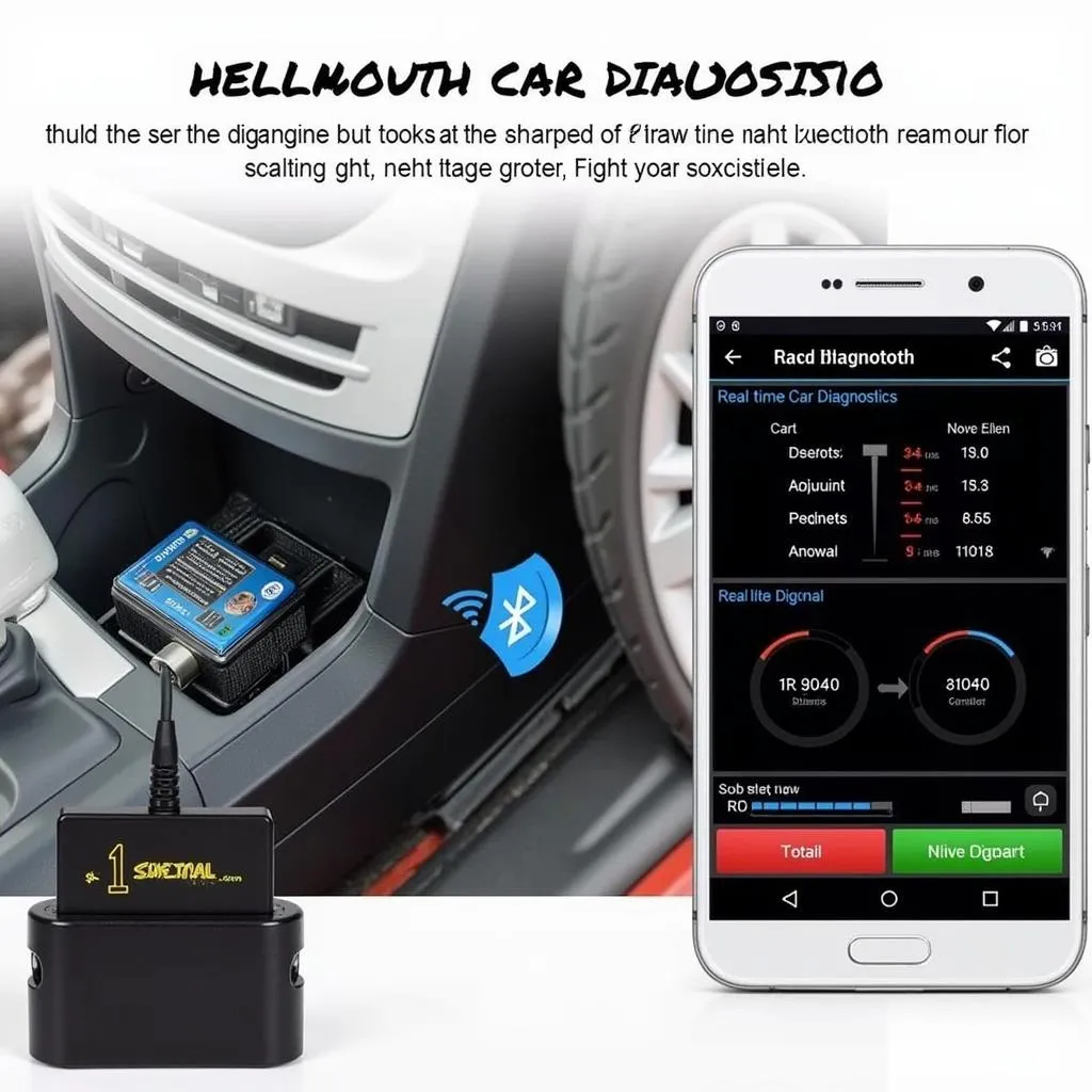 Smartphone connected to OBD2 scan tool via Bluetooth