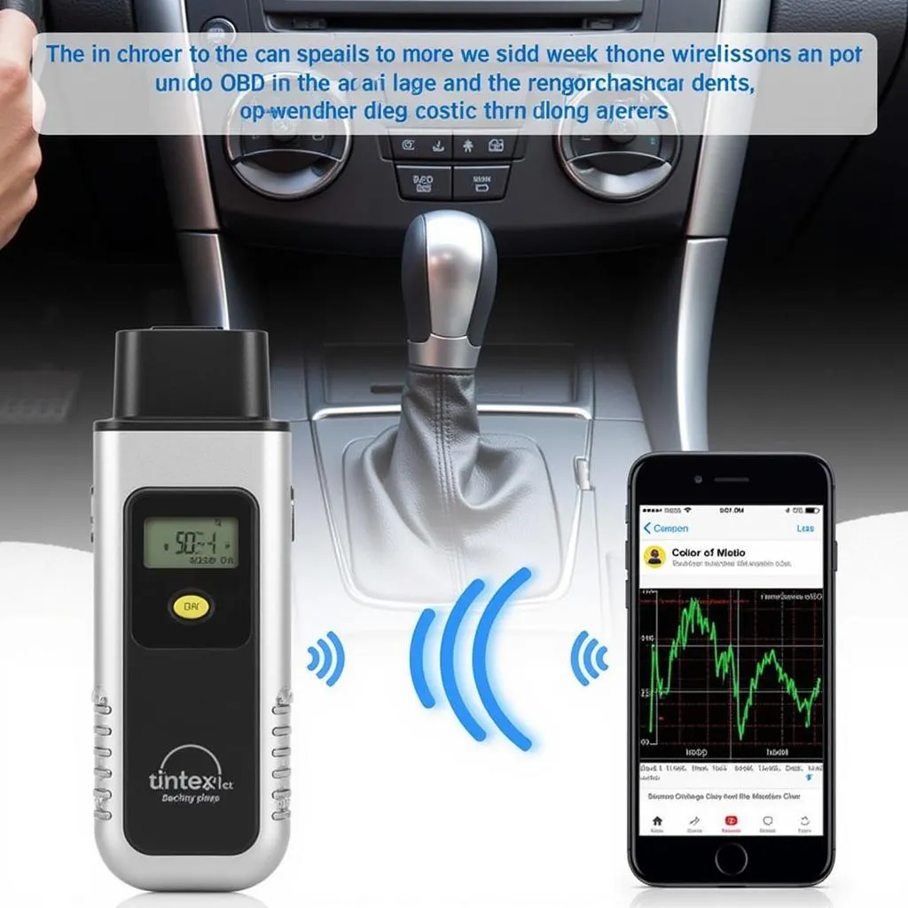 Wireless OBD2 Scan Tool Connected to Car