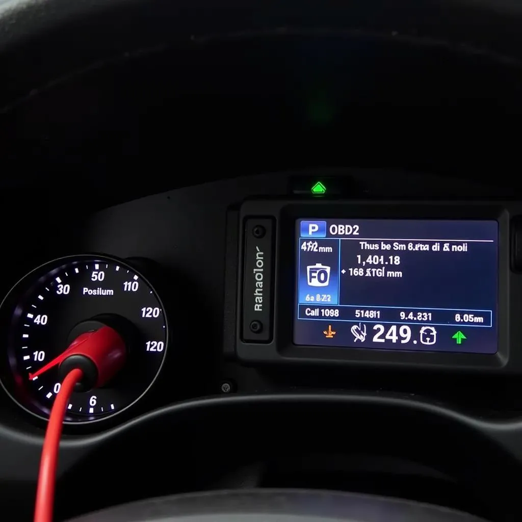 OBD2 Scan Tool Connected to Car Dashboard