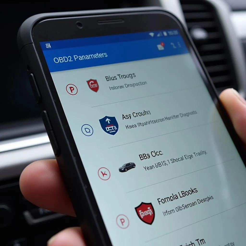 Smartphone Displaying OBD2 Scanner App