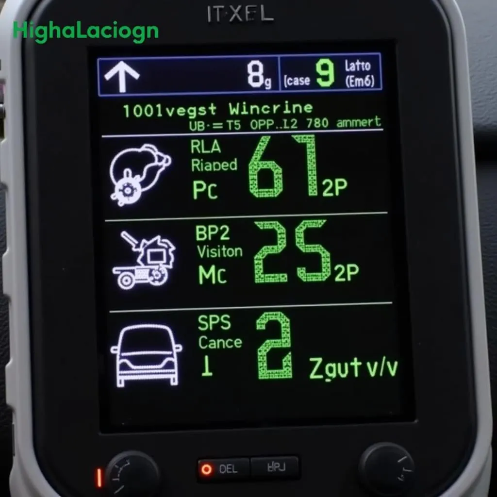 OBD2 scanner displaying engine data