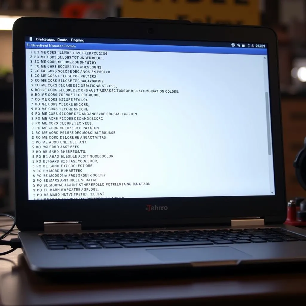 OBD2 Software Displaying Diagnostic Trouble Codes on Laptop