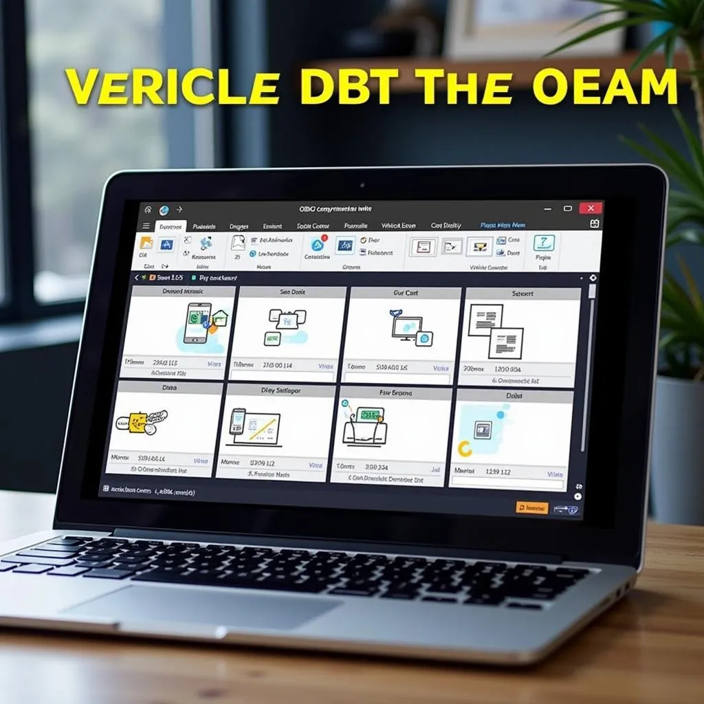 OBD2 software functions displayed on a laptop screen.