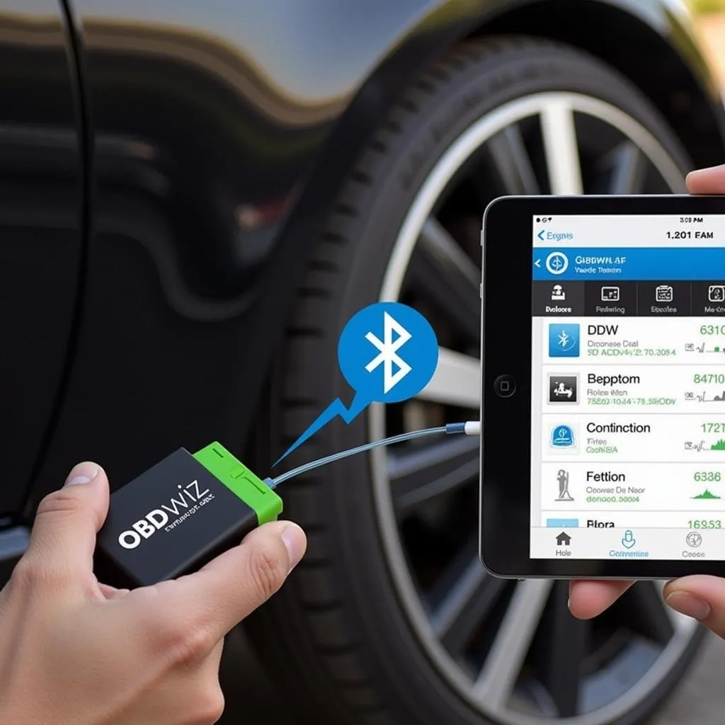 OBDwiz App Connected to a Vehicle