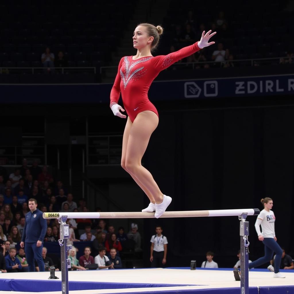 Olivia Dunne performs a gymnastics routine