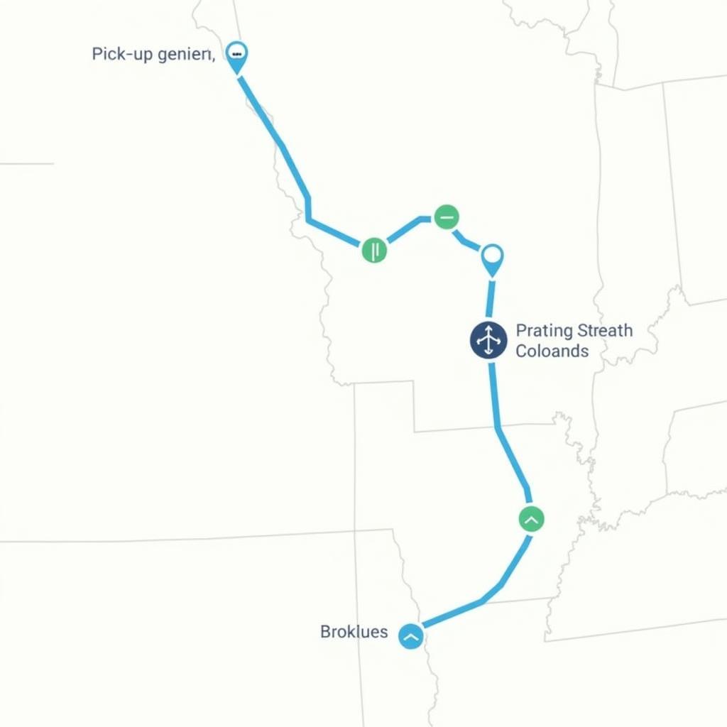 One-way car rental route map