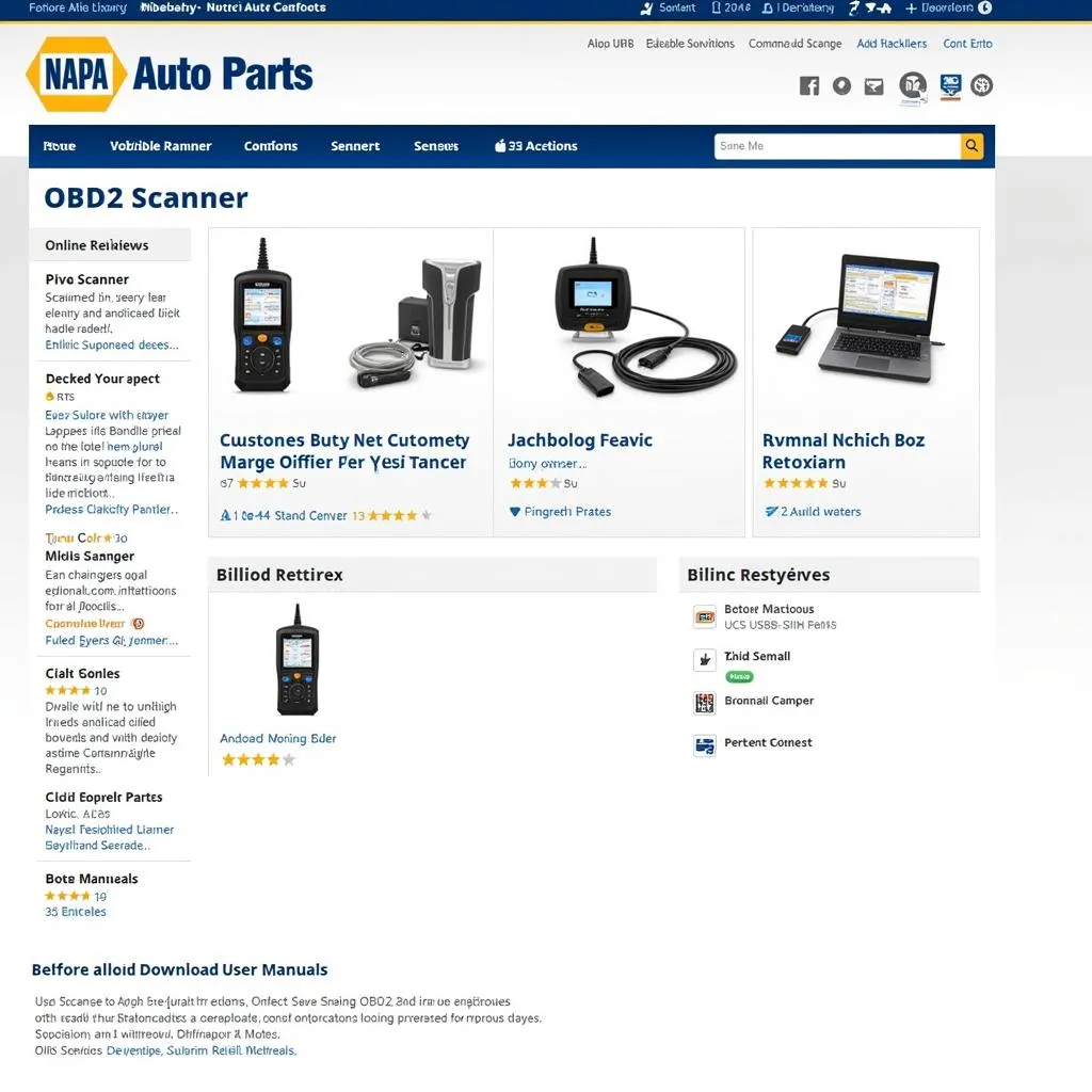 Napa Auto Parts Website for Scanners