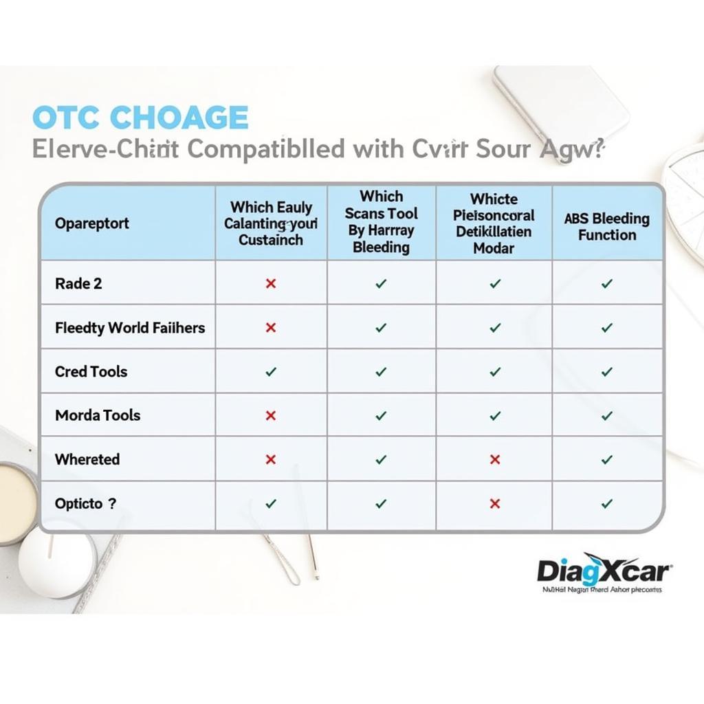 OTC Scan Tool ABS Bleed Compatibility Chart