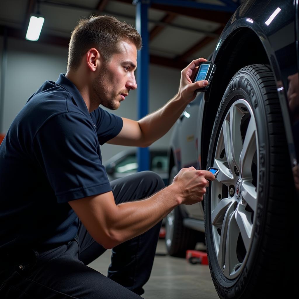 Mechanic Using Ozzy Gear-Car Scan Tool