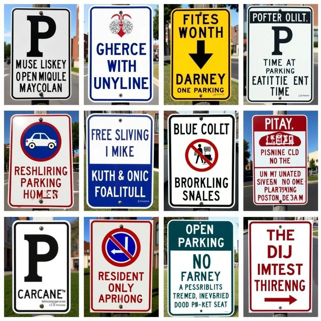 Various parking signs in Portland, Maine