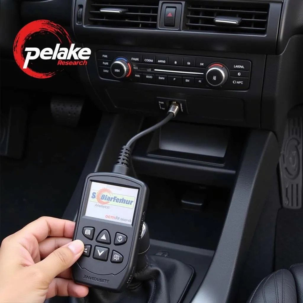 Peake Research BMW Scan Tool Adapter AB03 connected to OBD-II port of a BMW vehicle