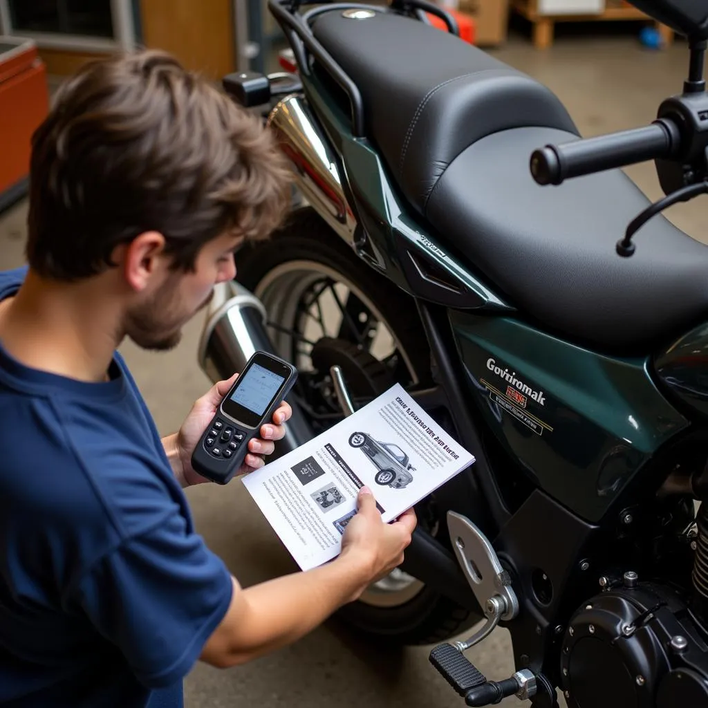 Motorcycle Owner Using a Scan Tool