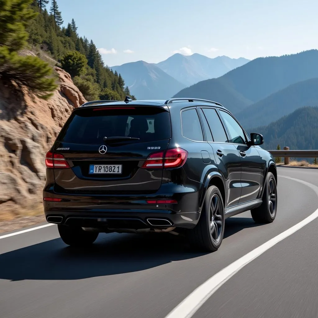 Powerful Black SUV on Mountain Road