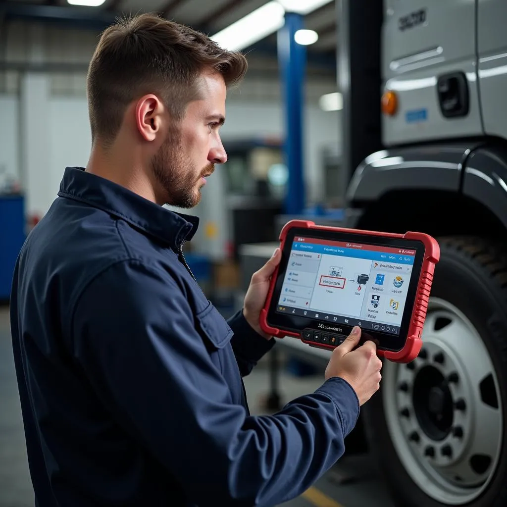 Mechanic using a Professional Scan Tool