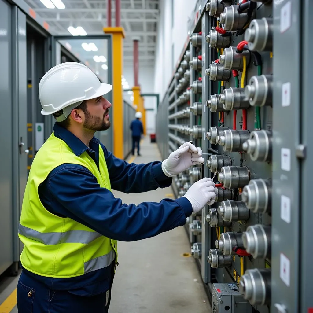 A public utilities worker working on a project