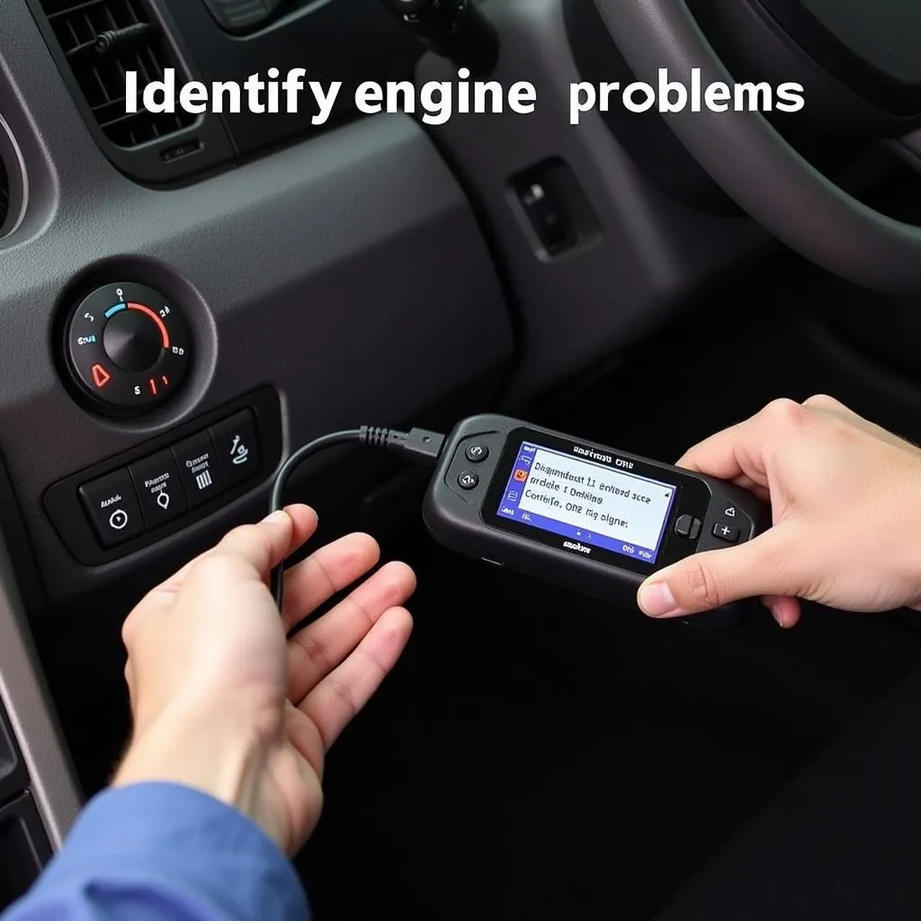 Mechanic using a scan tool II to diagnose an engine issue