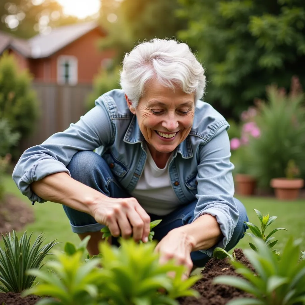 Senior Enjoying Time in Home Garden