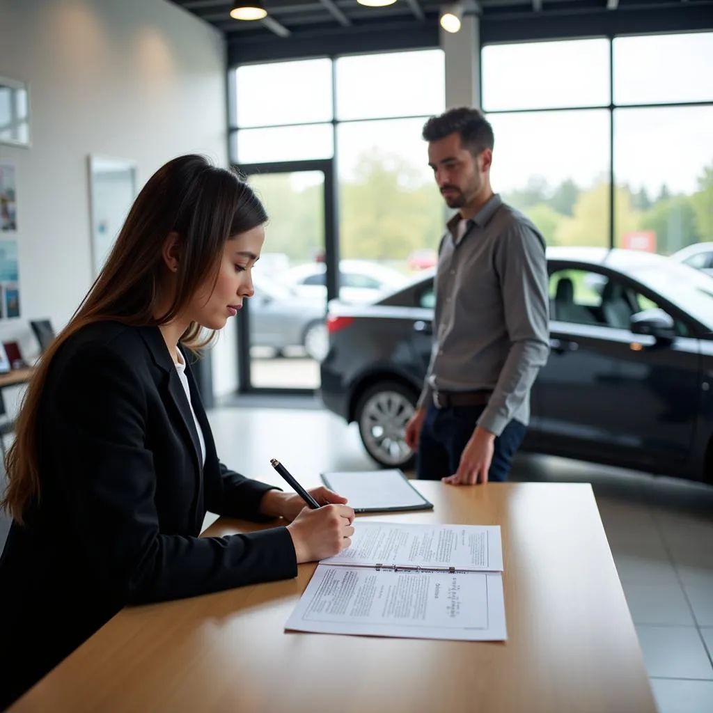 Signing Car Purchase Agreement