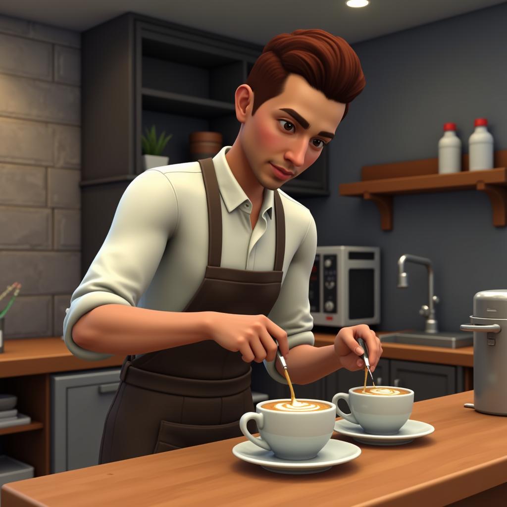 Sims 4 Barista Making Coffee