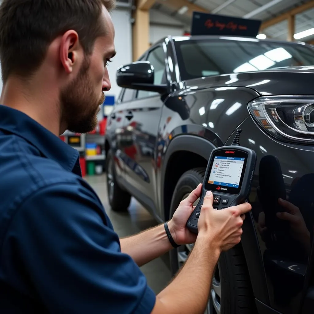 Mechanic Using Snap-on Scan Tool