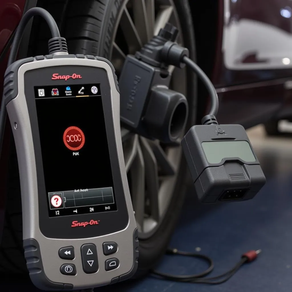 Snap-On Scan Tool Connected to Car OBD-II Port