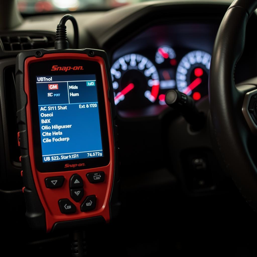 Snap-on Scan Tool connected to a GM truck's OBD-II port