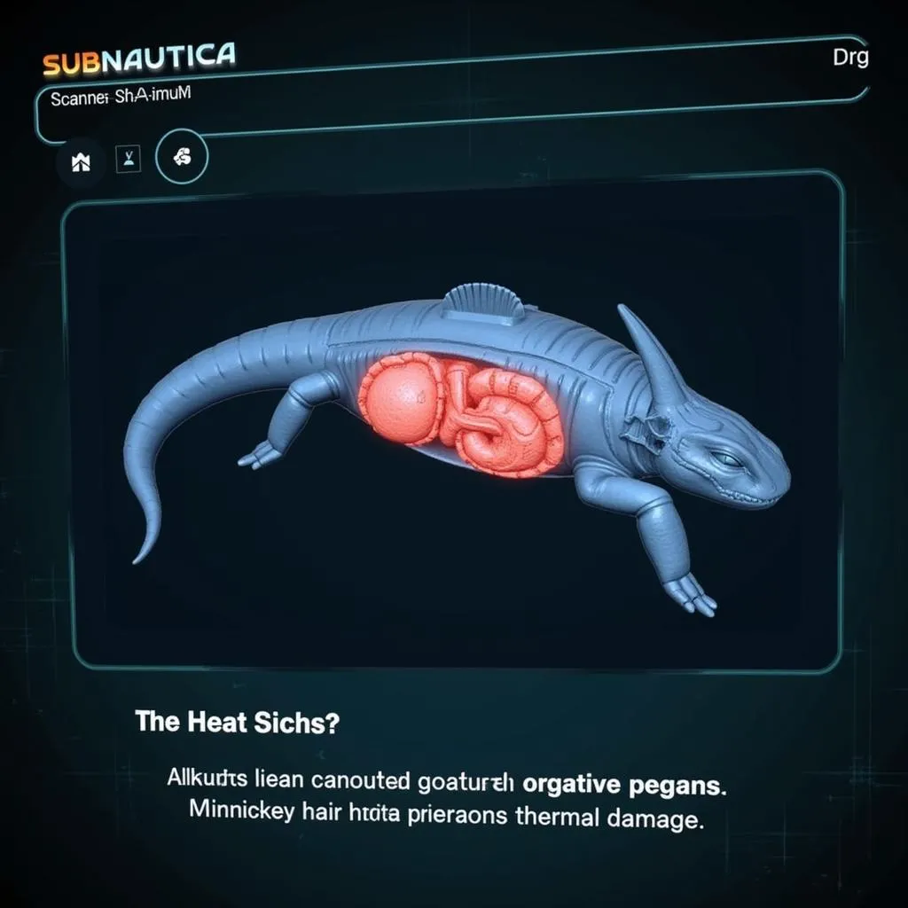 Subnautica scanner displaying a creature's vulnerability to heat