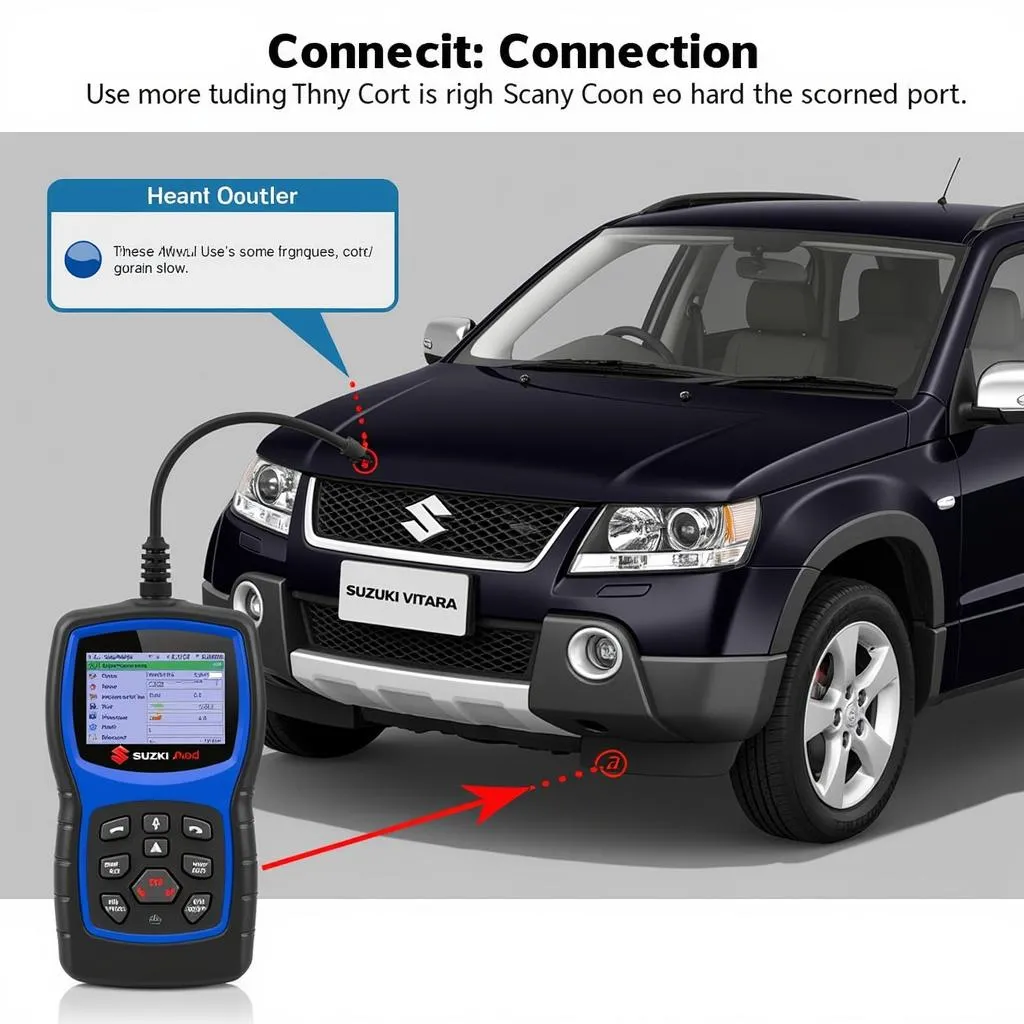 Suzuki Grand Vitara Tech 1A scan tool connected to the OBD port